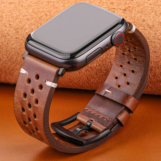 Genuine Leather Strap For Apple Watch Band Serie 7 6 5 4 Se Bracelet 44mm 45mm 40mm 41mm 42mm 49mm Women Men Iwatch Watchband