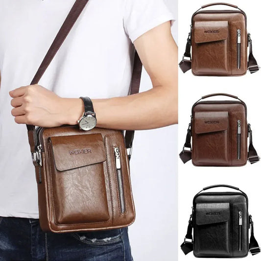 Casual Men Shoulder Bag Vintage Crossbody Bags Male Bag PU Leather Handbag Capacity Men Messenger Bags Tote Bag